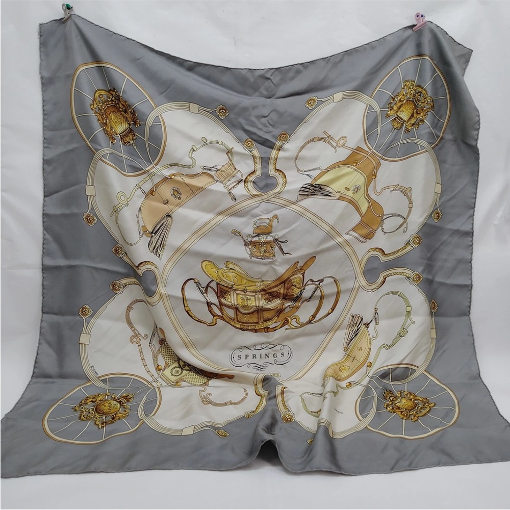 HERMES Springs Philippe Ledoux Square Silk Scarf (Carre 90)